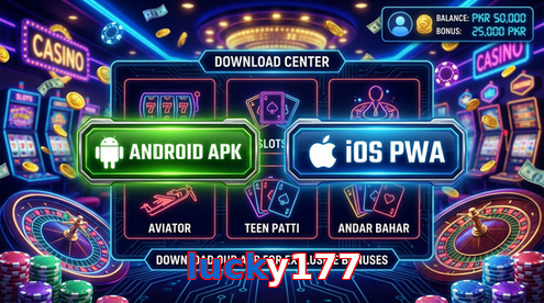 Main screen of Lucky177 download page for PK players